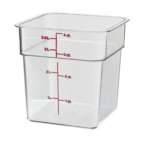 Square Food Container, 4 Quart, 7-1/4" X 7-1/4" X 7-3/8", Clear