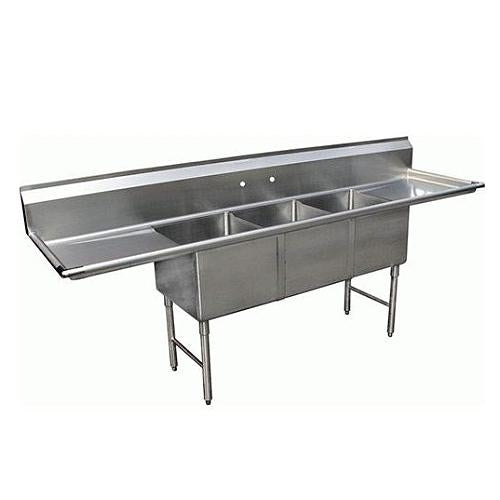 Sink, 3 Compartment, 18 x 18 inch Tubs, LH & RH 18" Drainboards