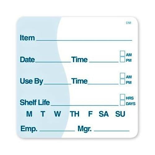 Daymark Dissolvable Label, Shelf Life, 2" x 2", 250 Labels per roll