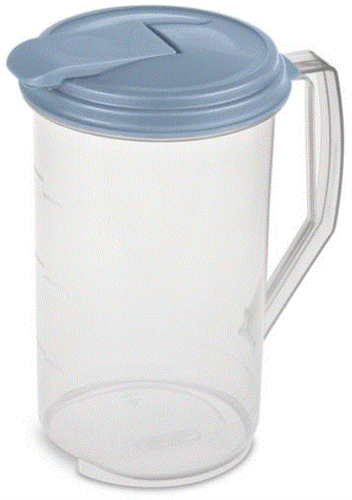 Round Pitcher, Blue Lid, 2Qt/1.9L